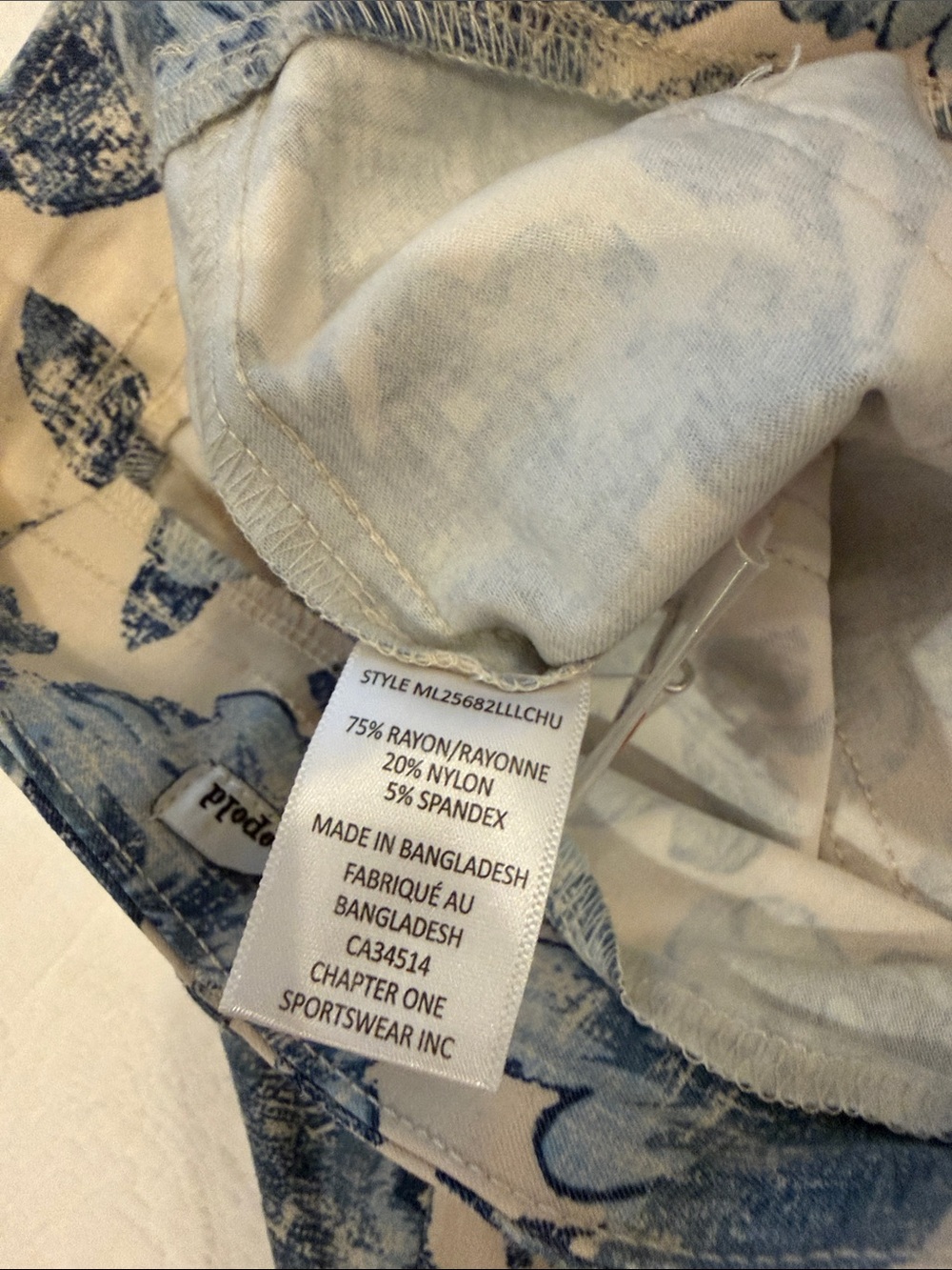 Jules & Leopold Cream Wide-Leg Pants with Blue Floral Print - Picture 4 of 7